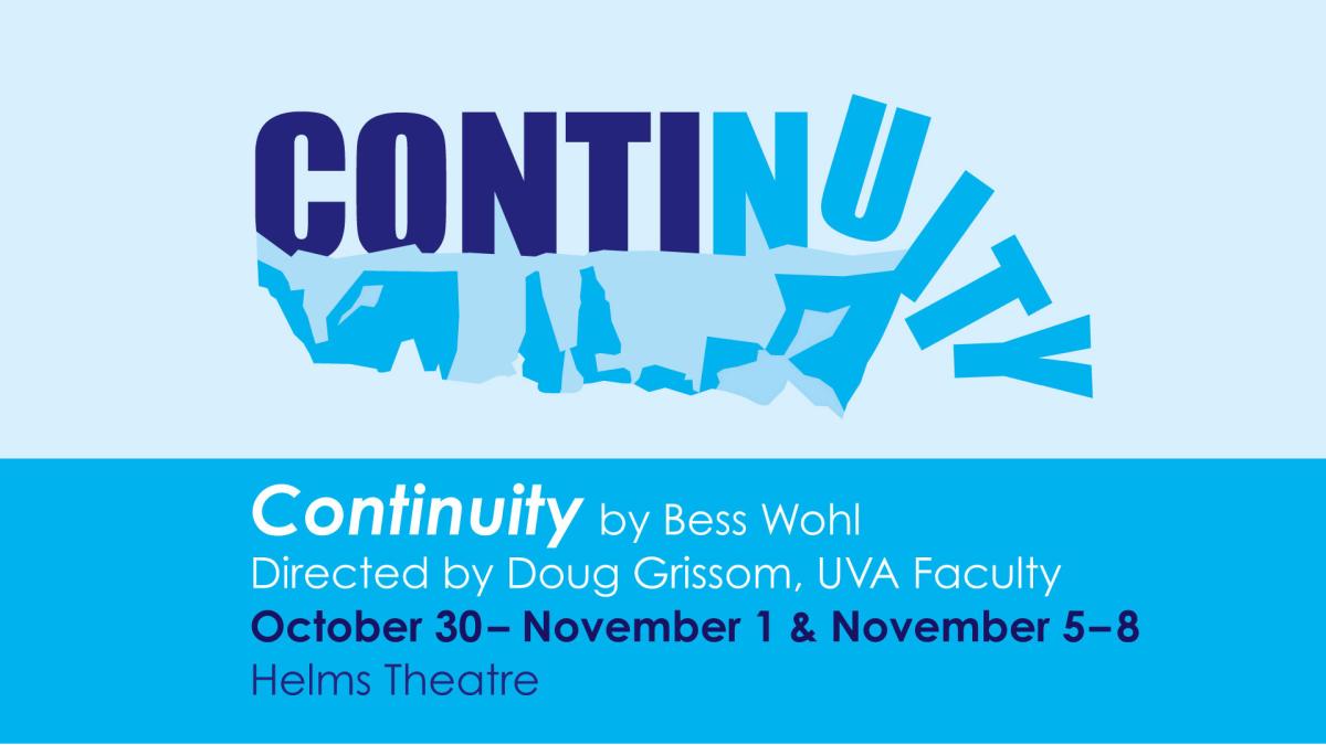 Text-based graphic for CONTINUITY on a blue background, with the text falling off the edge of an iceberg